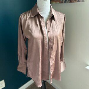 DUSTY MAUVE BUTTONUP SATIN BLOUSE